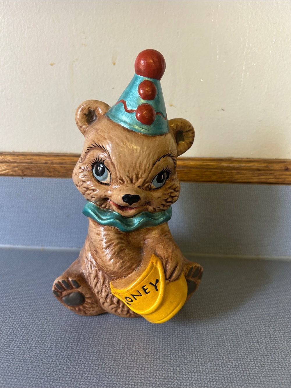 Vintage Ceramic Piggy Bank with Honey Pot - Brown & Yellow